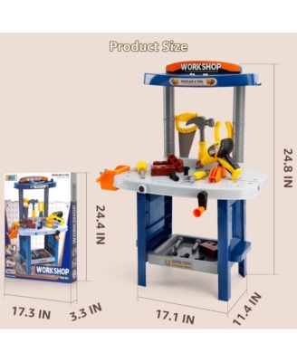 37-Piece Kids Workbench with Realistic Electric Drill, Pretend Play Tool Set for Ages 3-6