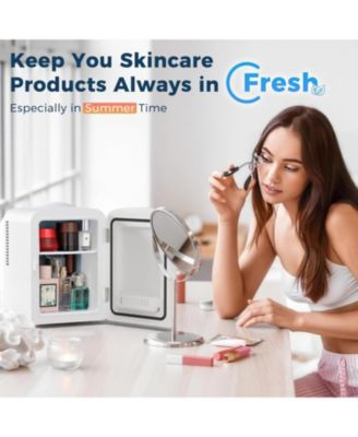 4L Skincare Fridge with Dimmable LED Mirror & AC/DC Power