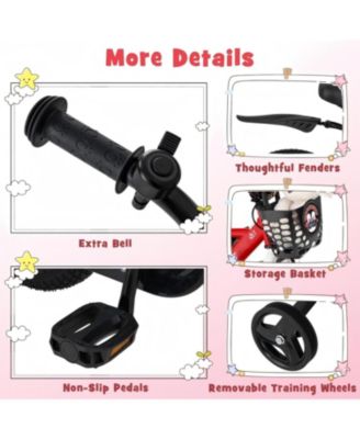 14 Inch Kids Bike Adjustable with Storage Basket and Double Brake for 3-5 Years Old