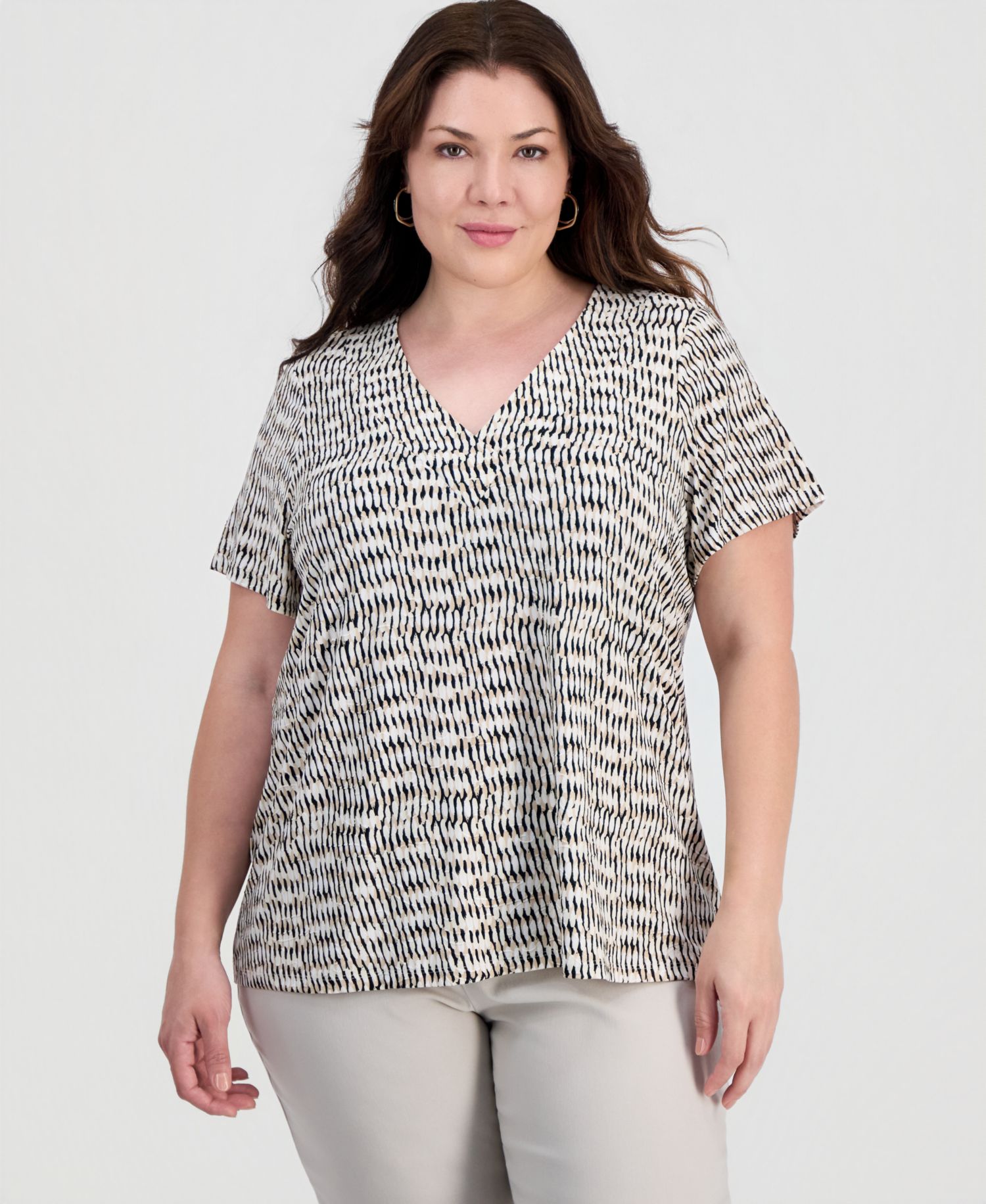 Plus Size Isabella Dot V-Neck Flutter-Sleeve Top