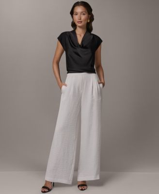 Women's Wide-Leg Pull-On Pleated Pants