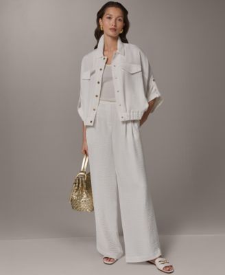 Women's Collared Neck Buton-Front Shirt Jacket