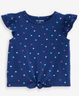 Girls' Toddler 12M-5T Heart-Print Flutter-Sleeve T-Shirt
