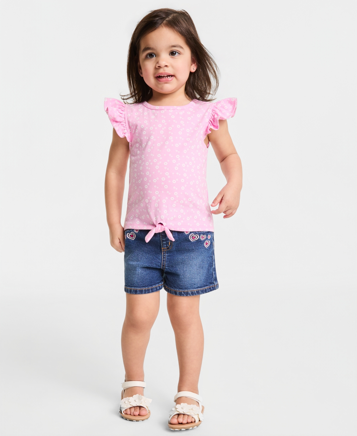 Epic Threads Girls' Toddler 12M-5T Floral-Print Cotton Tie-Front T-Shirt, Macy's Exclusive