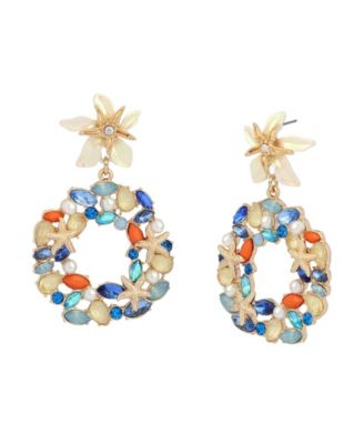 Faux Stone Starfish Doorknocker Earrings