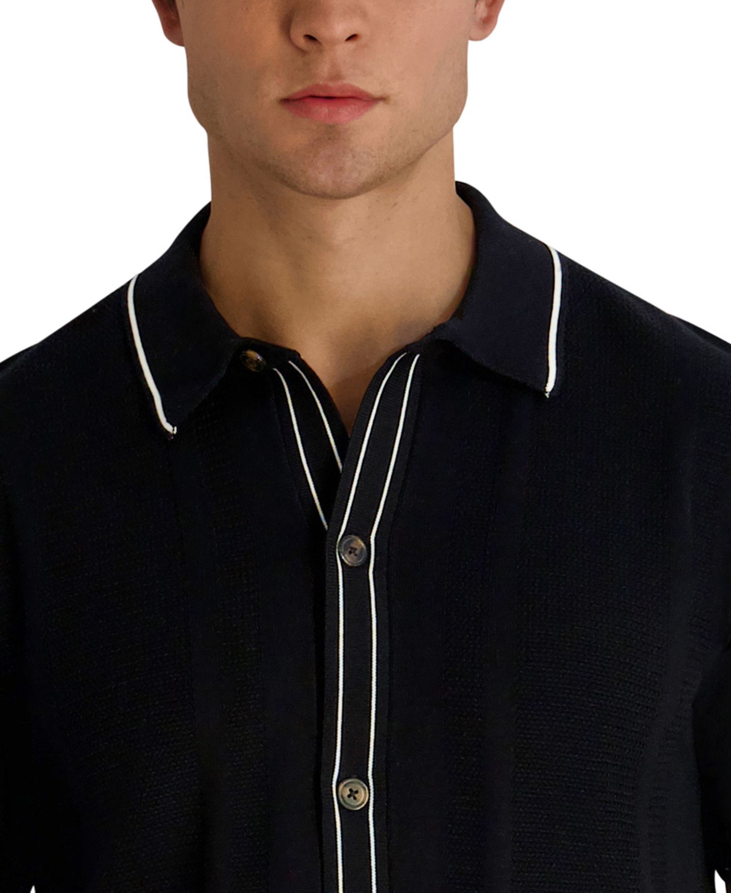 Мужской свитер KARL LAGERFELD PARIS Short-Sleeve Regular-Fit Woven, цвет: Чёрный — фото 4