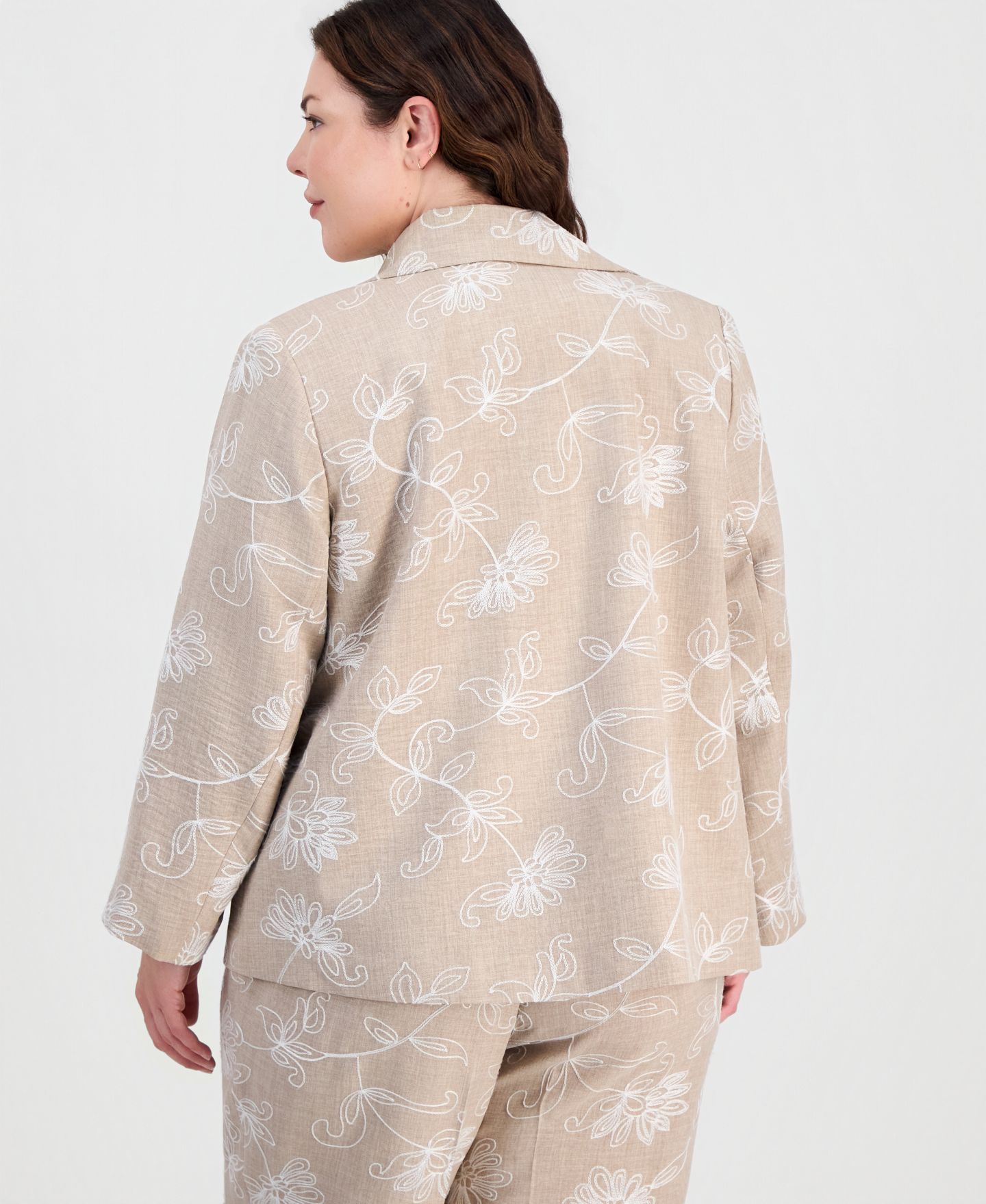 Женская куртка Kasper Plus Size Boxy Collared, цвет: Меланжевый / Белый — фото 4