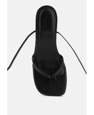 DORITA Womens Kitten Heel Lace Up Sandal