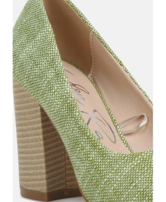 Womens Elsie Canvas Block Heel Pumps