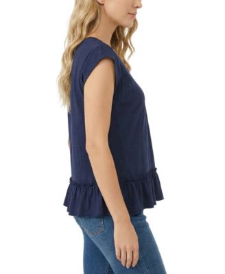 Petite Cap-Sleeve Peasant Top