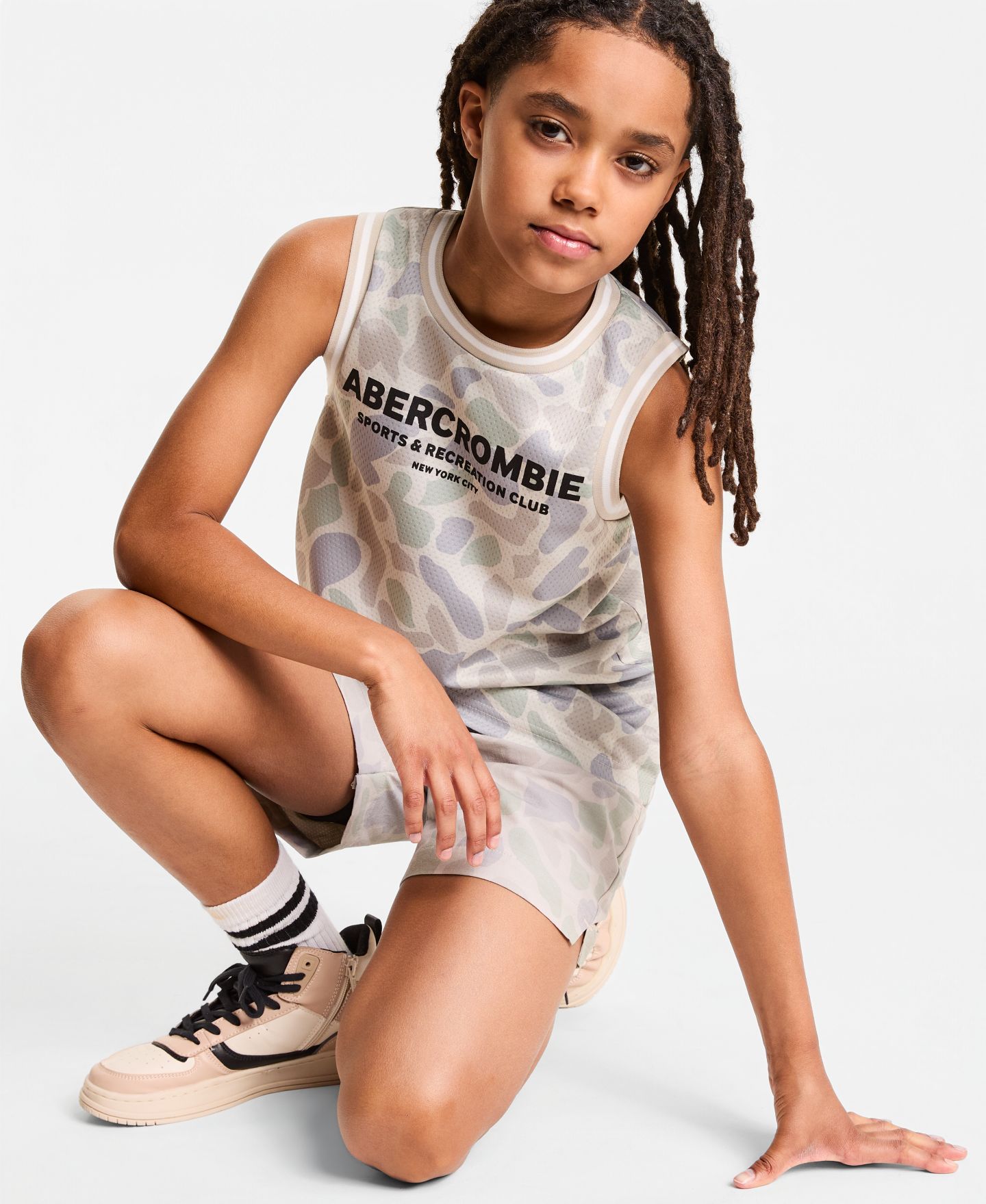 Детская сетчатая майка abercrombie kids без рукавов для мальчиков, цвет: Светлый камуфляжный — фото 3