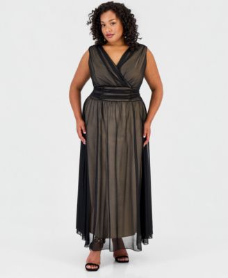 Plus Size Matte Chiffon Sleeveless V-Neck Dress