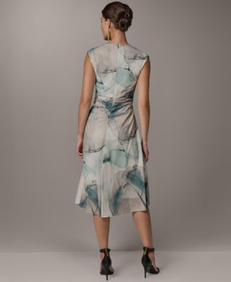 Petite Printed V-Neck Midi Dress