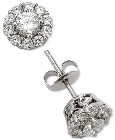 Marchesa Certified Diamond Cluster Stud Earrings (1 ct. t.w.) in 18k White Gold