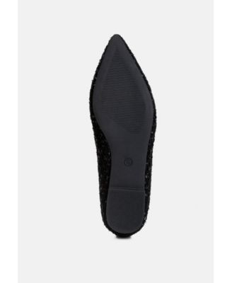 Women's aria embellished jewel buckle tweed ballet flats