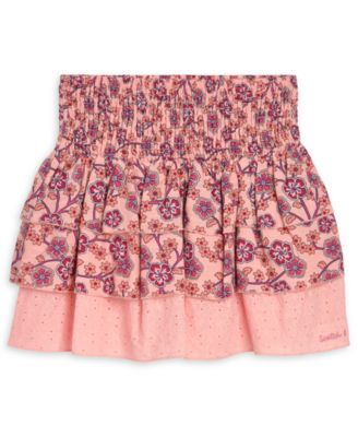 Girls' 7-16 Floral-Print Tiered Ruffle Mini Skirt