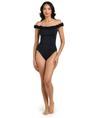 Women's Island Goddess Ruffle Off-The-Shoulder One-Piece Swimsuit