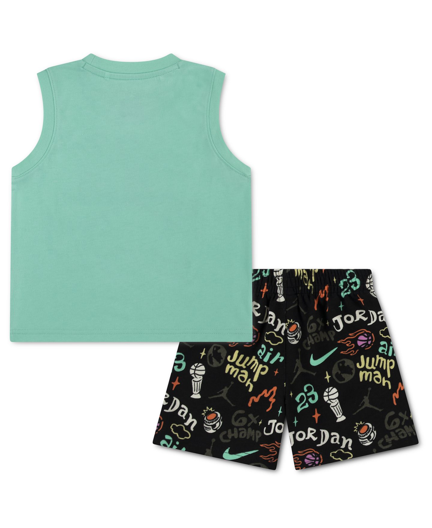 Комплект Jordan Crewneck Tank Top and Shorts, 2-Piece Set для мальчиков, цвет: Зелёный / Чёрный — фото 2