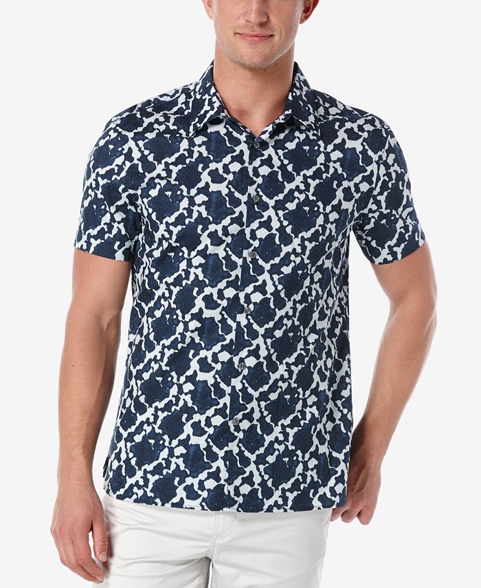 Perry Ellis Men's Portofino Geometric-Print Short-Sleeve Shirt - Macy's