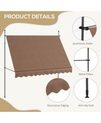 10' x 4' Retractable Awning, Non-Screw,