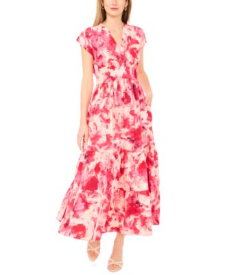 Women's Short-Sleeve V-Neck Maxi Dress