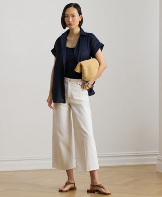 Petite High-Rise Wide-Leg Cropped Jeans