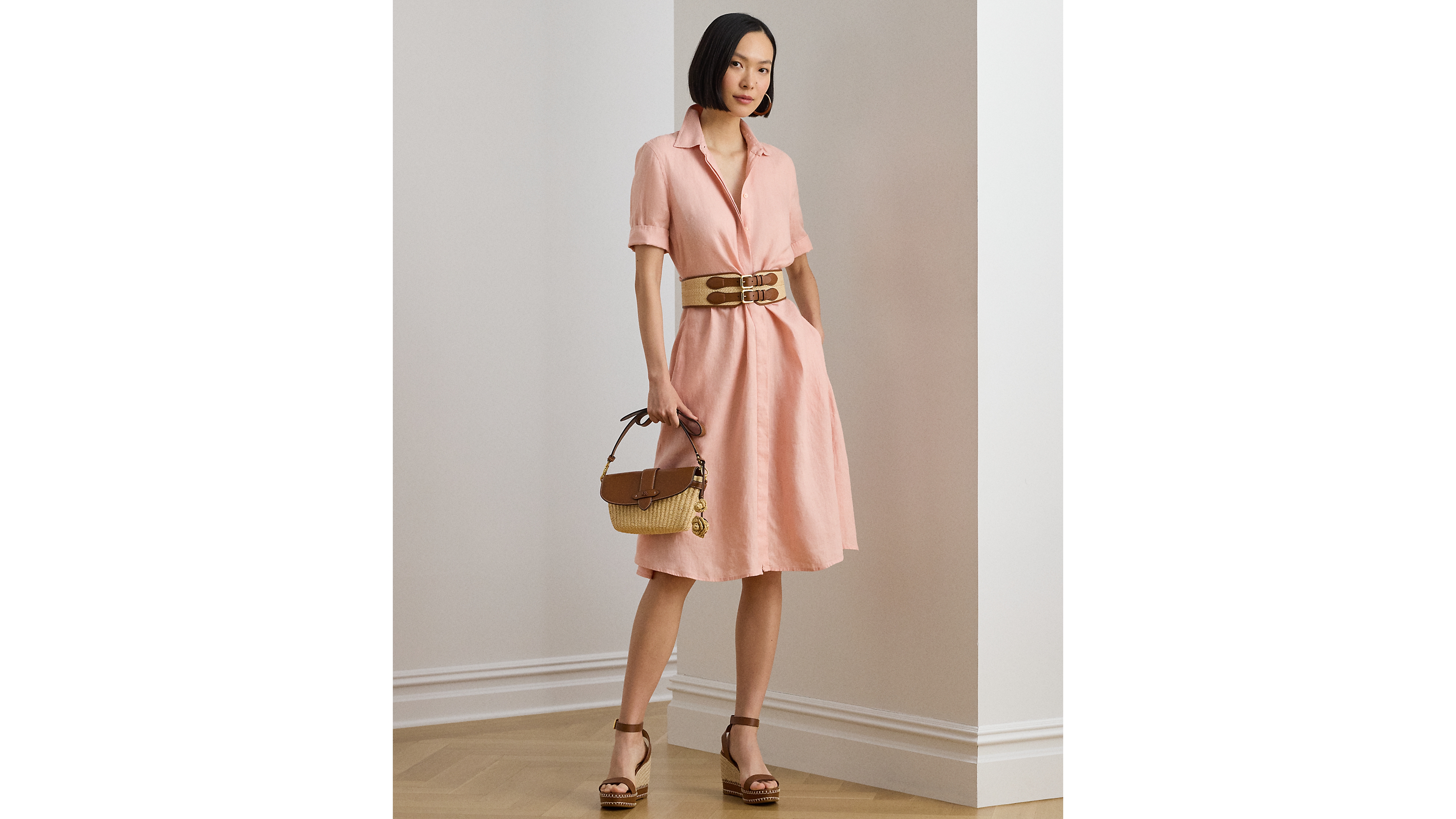 Lauren Ralph Petite 100% Linen Shirt Dress