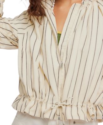 Women's Striped Stand Collar Jacket