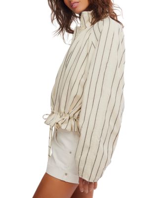 Women's Striped Stand Collar Jacket