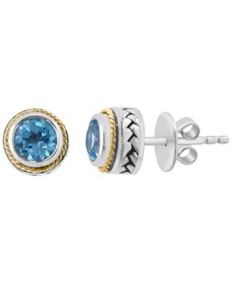 Blue Topaz Earrings (1-1/4 ct. t.w.) in Sterling Silver with 18k Yellow Gold Plating