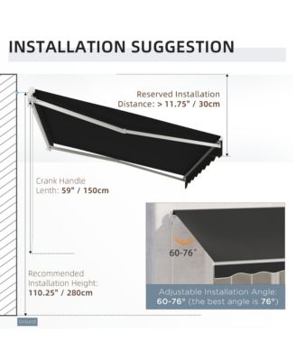 12' x 10' Electric Retractable Awning w/ Remote Controller,
