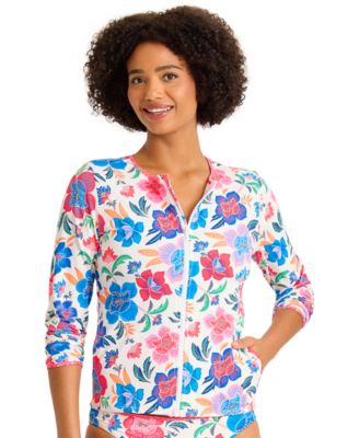 Women's Printed Long-Sleeve Zipper Rashguard