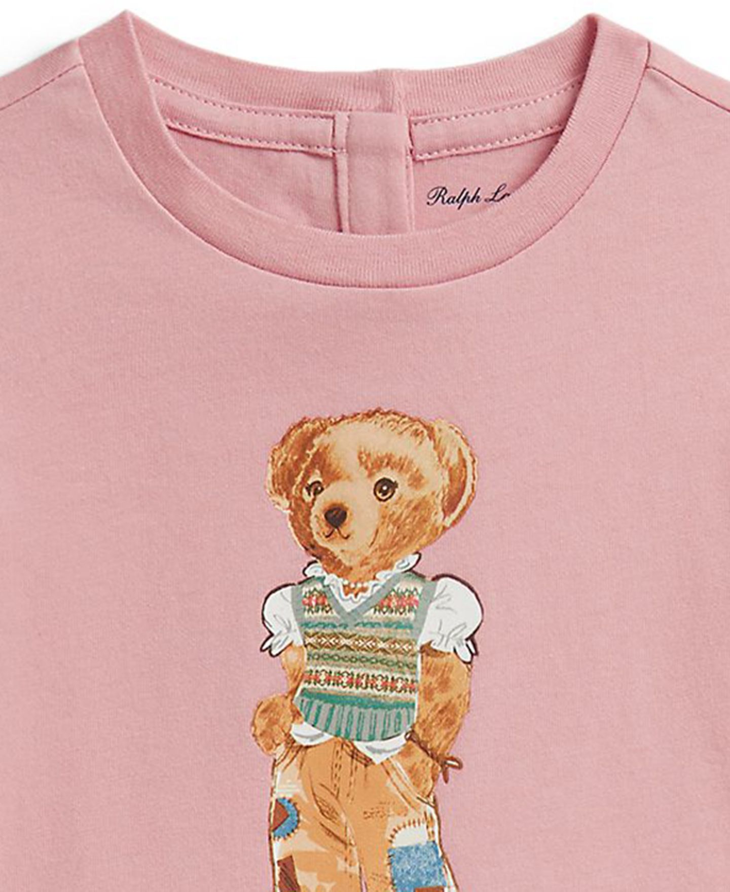 Polo Ralph Lauren Baby Girls' Polo Bear Jersey T-Shirt and Shorts, 2-Piece Set, цвет: Розовый — фото 3