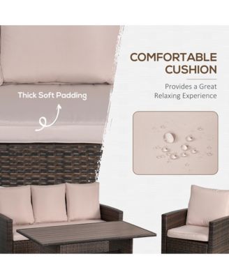 6 pc Patio Dining Set, All Weather Rat with 3 Seater,