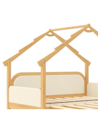 Streamdale Twin Size Wood Treehouse Bed with Soft Cushion Rails