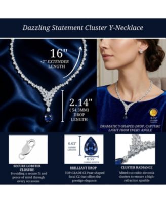 Dazzling White Gold Plated Statement Cluster Y-Necklace