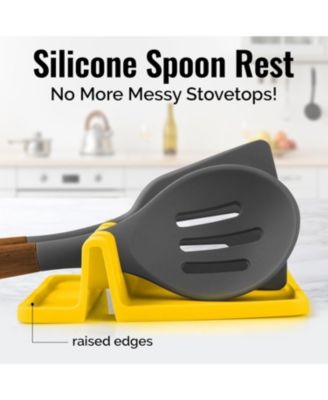 Silicone Kitchen Utensil Rest with Drip Pad for Multiple Utensils