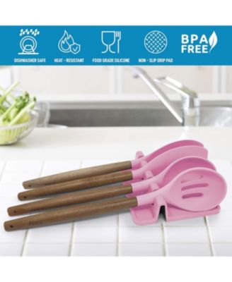 Silicone Kitchen Utensil Rest with Drip Pad for Multiple Utensils