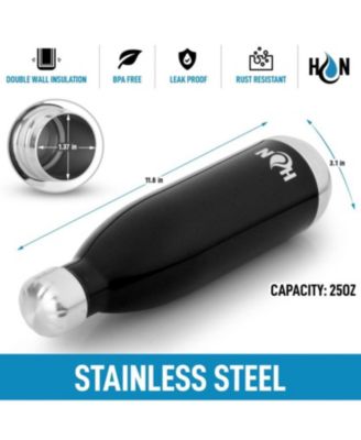 Stainless Steel Water Bottle - Double Wall Insulated Metal Water Bottle For Hot & Cold Drinks