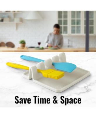 Silicone Kitchen Utensil Rest with Drip Pad for Multiple Utensils