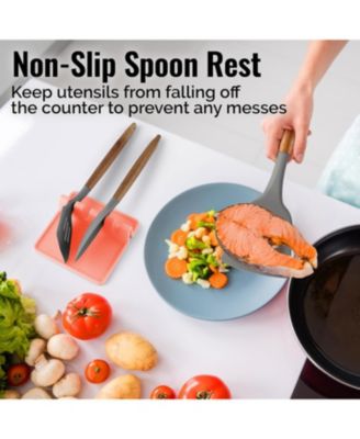 Silicone Kitchen Utensil Rest with Drip Pad for Multiple Utensils