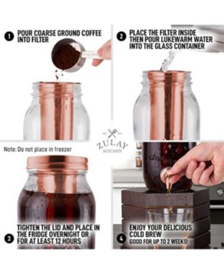 1.5L Cold Brew Coffee Maker with Glass Carafe & Stainless Steel Filter