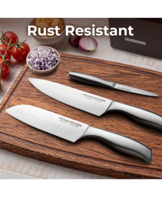 12 Piece Ultra Sharp Kitchen Knife Set with Block and Sharpener