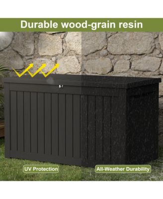270 Gallon Patio Waterproof Resin Deck Box Lockable Outdoor Storage Garden Tools
