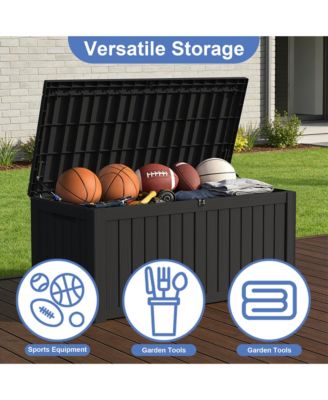 150 Gallon Patio Waterproof Resin Deck Box Lockable Outdoor Storage Garden Tools
