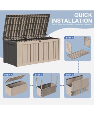 150 Gallon Patio Waterproof Resin Deck Box Lockable Outdoor Storage Garden Tools