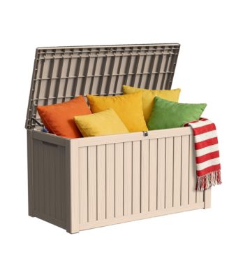 190 Gallon Patio Waterproof Resin Deck Box Lockable Outdoor Storage Garden Tools