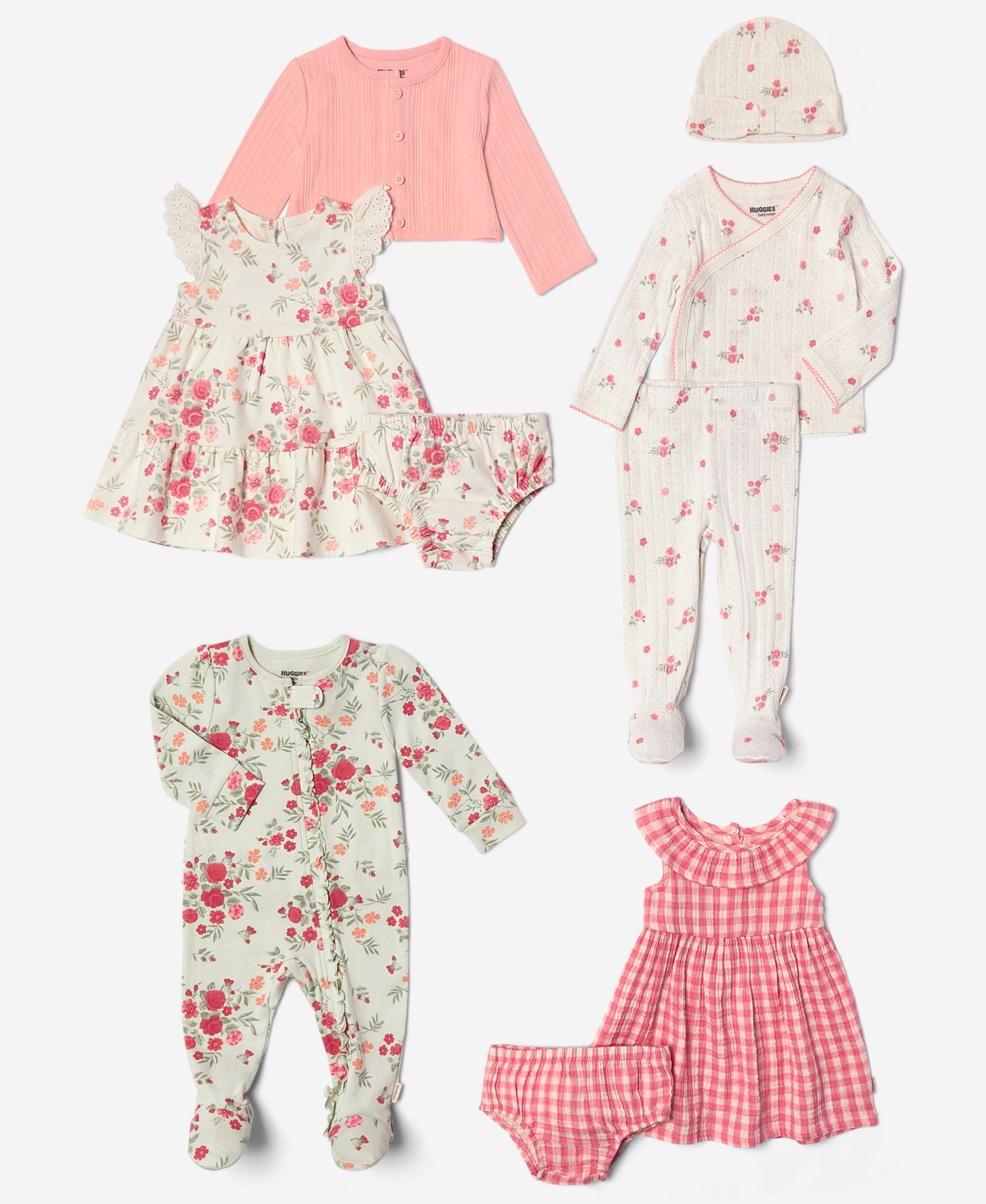 Baby Girls' Top, Footed Pants, and Hat, 3-piece Set