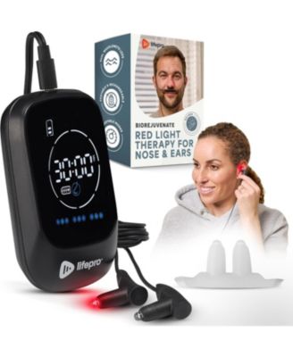 LifePro Red Light Therapy for Nose & Ears - Rechargeable Nasal & Sinus Pain Relief with Near Infrared & Red Light - Black