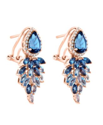 London Blue Topaz (3-3/4 ct. t.w.), Sky Blue Topaz (1-5/8 ct. t.w.) & Diamond (1/4 ct. t.w.) Statement Earrings in 14k Rose Gold